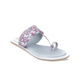 Sangria Grey And Pink Printed One Toe Flats image 3