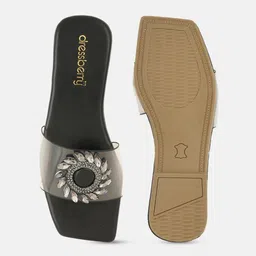 DressBerry Embellished Open Toe Flats image 2