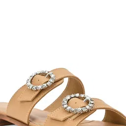 CAI Buckles Detail Open Toe Flats image 5