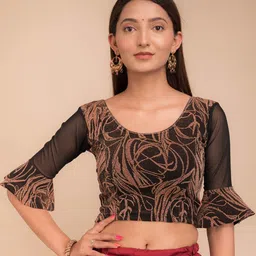 Bindigasm's Advi Embellished Stretchable Saree Blouse image 5