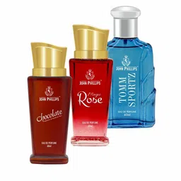 JOHN PHILLIPS Set of 3 Eau De Parfum 60 ml each - Chocolate + Magic Rose + Tomm Sportz image 1