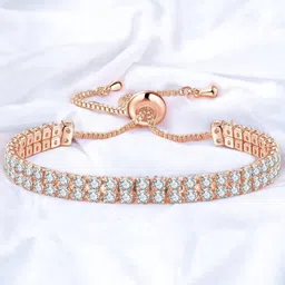 Jewels Galaxy Cubic Zirconia Rose Gold-Plated Wraparound Bracelet image 2
