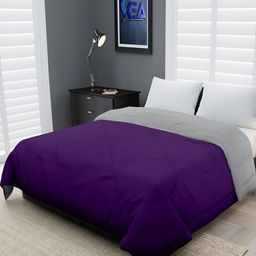RF RELAXFEEL Purple & Grey Geometric Heavy Winter 233 GSM Double Bed Quilt-picture-3