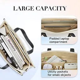 womanix Laptop Tote Bag Canvas Laptop Bag 14 inch Work Shoulder Bags Casual Briefcase Handbag for Travel, Office, College (0042) image 3