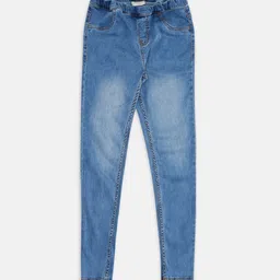 Pantaloons Junior Girls Blue Tapered Fit Heavy Fade Jeans-image-74