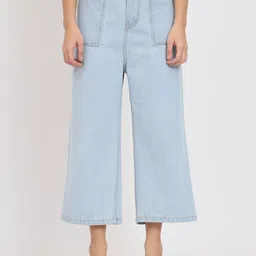AngelFab Women Jean Flared High Rise Clean Look Cotton Jeans-image-61