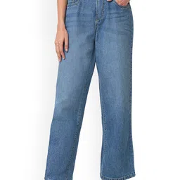 Kraus Jeans Women Wide Leg High-Rise Low Distress Light Fade Jeans image 1