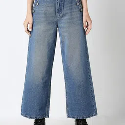 HJ HASASI Women Wide Leg High-Rise Light Fade Jeans-image-1