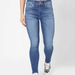Pepe Jeans Women Blue Skinny Fit High-Rise Light Fade Jeans-picture-28