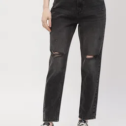 Madame Women Slash Knee Light Fade Cotton Jeans-image-54