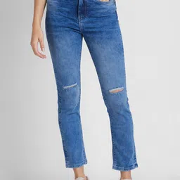 Being Human Women Slash Knee Light Fade Cotton Jeans-image-28