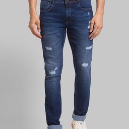 Parx Men Blue Skinny Fit Mildly Distressed Light Fade Jeans-picture-42