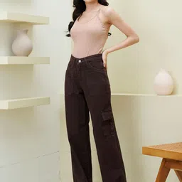 Off Duty India Women Comfort Wide Leg High-Rise Cotton Jeans-picture-37