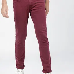 LOCOMOTIVE Men Maroon Slim Fit Mid-Rise Clean Look Stretchable Jeans-picture-31