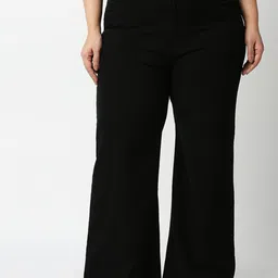 Freeform by High Star Women Plus Size Black Wide Leg High-Rise Stretchable Jeans-picture-35
