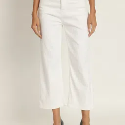 BAESD Women White Jean Straight Fit Mid-Rise Cotton Stretchable Jeans image 1
