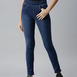 SHOWOFF Women Navy Blue Jean Skinny Fit High-Rise Stretchable Jeans-image-7