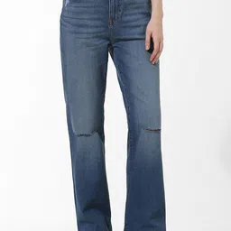 ONLY Women Flared High-Rise Slash Knee Light Fade Stretchable Jeans-picture-37