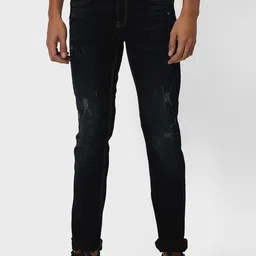 Mufti Men Slim Fit Low Distress Light Fade Stretchable Jeans-picture-49