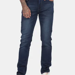 RUG WOODS Men Blue Low Distress Light Fade Stretchable Jeans-image-58