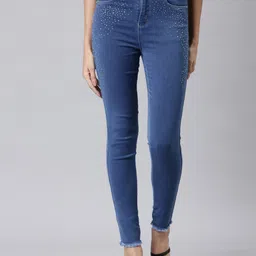 SHOWOFF Women Jean Slim Fit Clean Look Frayed Denim Acid Wash Stretchable Jeans-picture-11