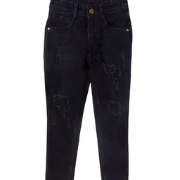 Cub McPaws Boys Black Slim Fit Highly Distressed Stretchable Jeans-picture-21