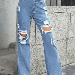 StyleCast Women Blue Bootcut Mid-Rise Highly Distressed Stretchable Jeans-image-28