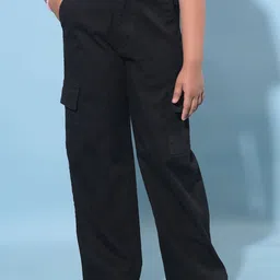 Crimsoune Club Girls Wide Leg Stretchable Cargo Jeans-image-41