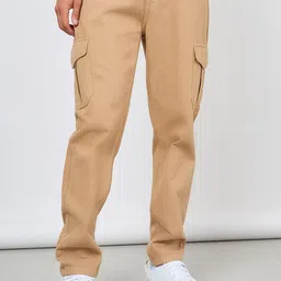 Styli Men Overdyed Straight Fit Soft Functional Cargo Jeans-image-97