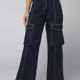 DOLCE CRUDO Women Wide Leg Mid-Rise Stretchable Jeans-picture-16