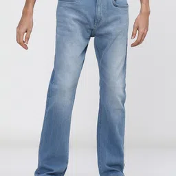 HIGHLANDER Men Blue Bootcut Heavy Fade Stretchable Jeans-image-44