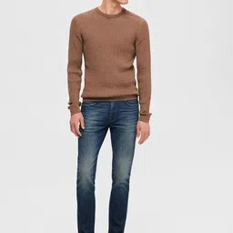 SELECTED Men Blue Slim Fit Clean Look Heavy Fade Stretchable Jeans-picture-38