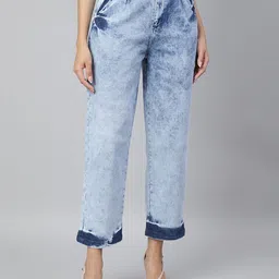 TALES & STORIES Women Blue Low Distress Heavy Fade Stretchable Jeans-picture-36