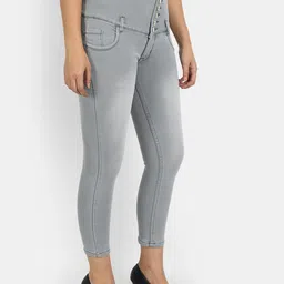 Next One Women Grey Comfort Skinny Fit High-Rise Heavy Fade Jeans image 2