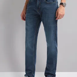 AD By Arvind Men Slim Fit Mid-Rise Dark Shade Light Fade Clean Look Stretchable Jeans image 2