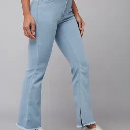 DOLCE CRUDO Women Blue Bootcut High Rise Clean Look Stretchable Jeans-image-47