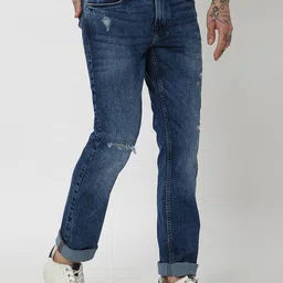 Mufti Men Mid-Rise Slim Fit Low Distress Heavy Fade Stretchable Jeans image 4