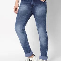 HJ HASASI Men Blue Light Fade Stretchable Jeans image 5