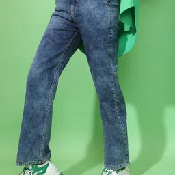 Tokyo Talkies Women Blue Clean Look Mid Rise Wide Leg Heavy Fade Cotton Jeans image 4
