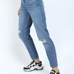 Tokyo Talkies Women Blue Mom Fit Light Fade Jeans image 5