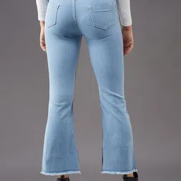 Miss Chase Women Blue High-Rise Clean Look Side Slits Bootcut Stretchable Jeans image 4