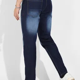 Campus Sutra Men Navy Blue Smart Slim Fit Heavy Fade Stretchable Jeans image 5