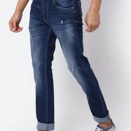 Cantabil Men Mid-Rise Low Distress Heavy Fade Stretchable Cotton Jeans image 2