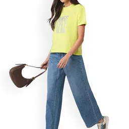 Kraus Jeans Women Wide Leg High-Rise Low Distress Light Fade Jeans image 4