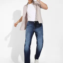 Campus Sutra Men Navy Blue Smart Slim Fit Heavy Fade Stretchable Jeans image 4