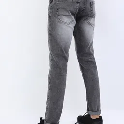 KETCH Men Grey Solid Tapered Fit Heavy Fade Stretchable Jeans image 5