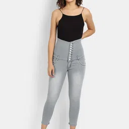 Next One Women Grey Comfort Skinny Fit High-Rise Heavy Fade Jeans image 5