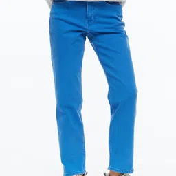 H&M Women Blue Straight Regular Ankle Jeans-picture-47