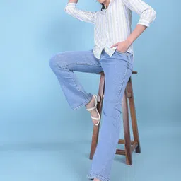 Crimsoune Club Women Bootcut Mid Rise Clean Look Stretchable Jeans-image-33