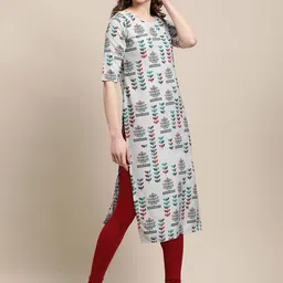 7threads KALINI Women Yellow & Grey Set Of 2 Printed Crepe Kurta image 3